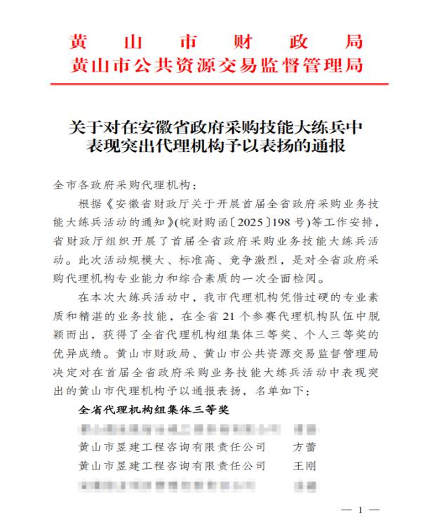 喜報(bào)！屯溪城建投公司參股企業(yè)昱建咨詢公司員工助力黃山代表隊(duì)斬獲省級大獎(jiǎng)